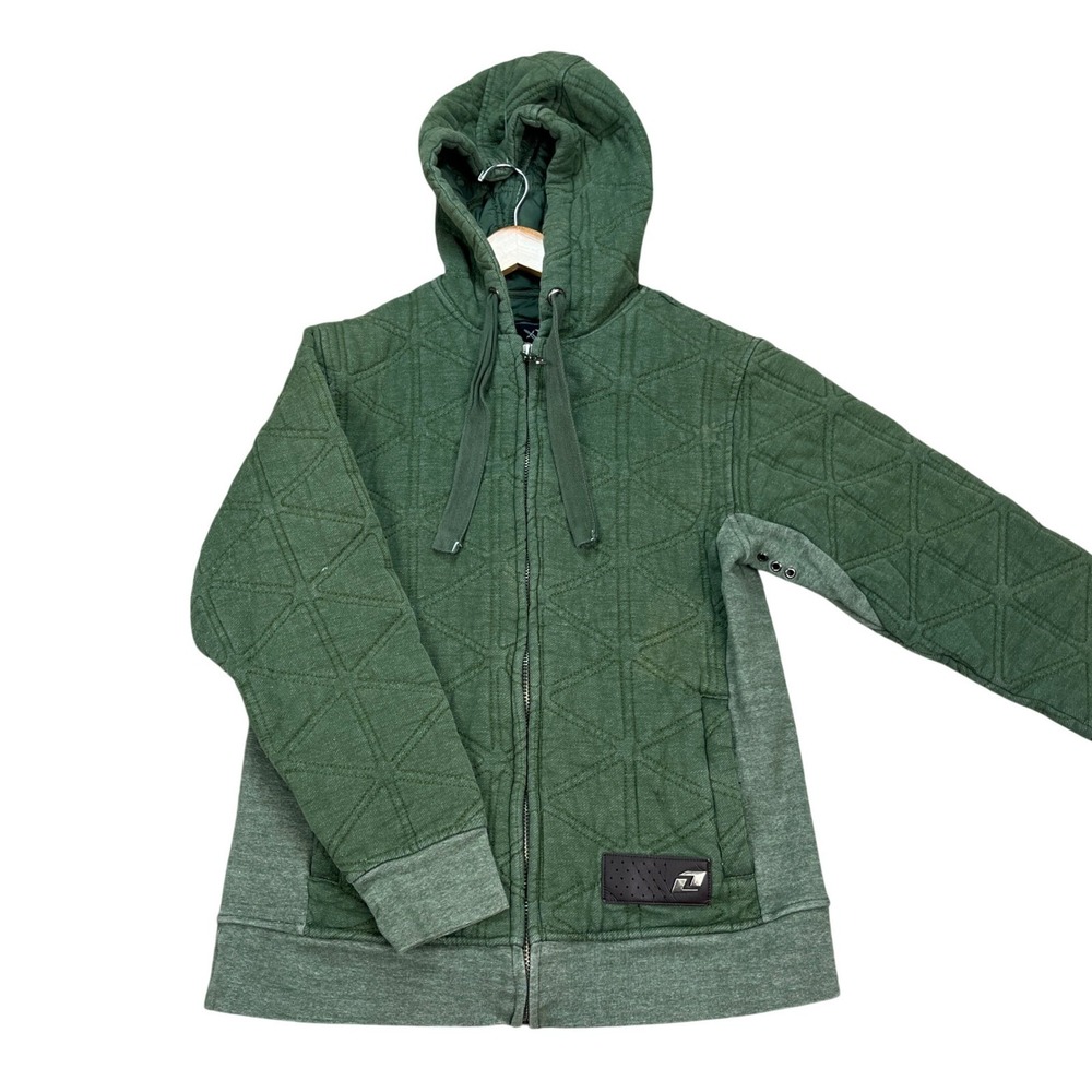 One Industries Hoodie Mens Small Olive Green‎ Colorblock Full Zip Quilted Moto